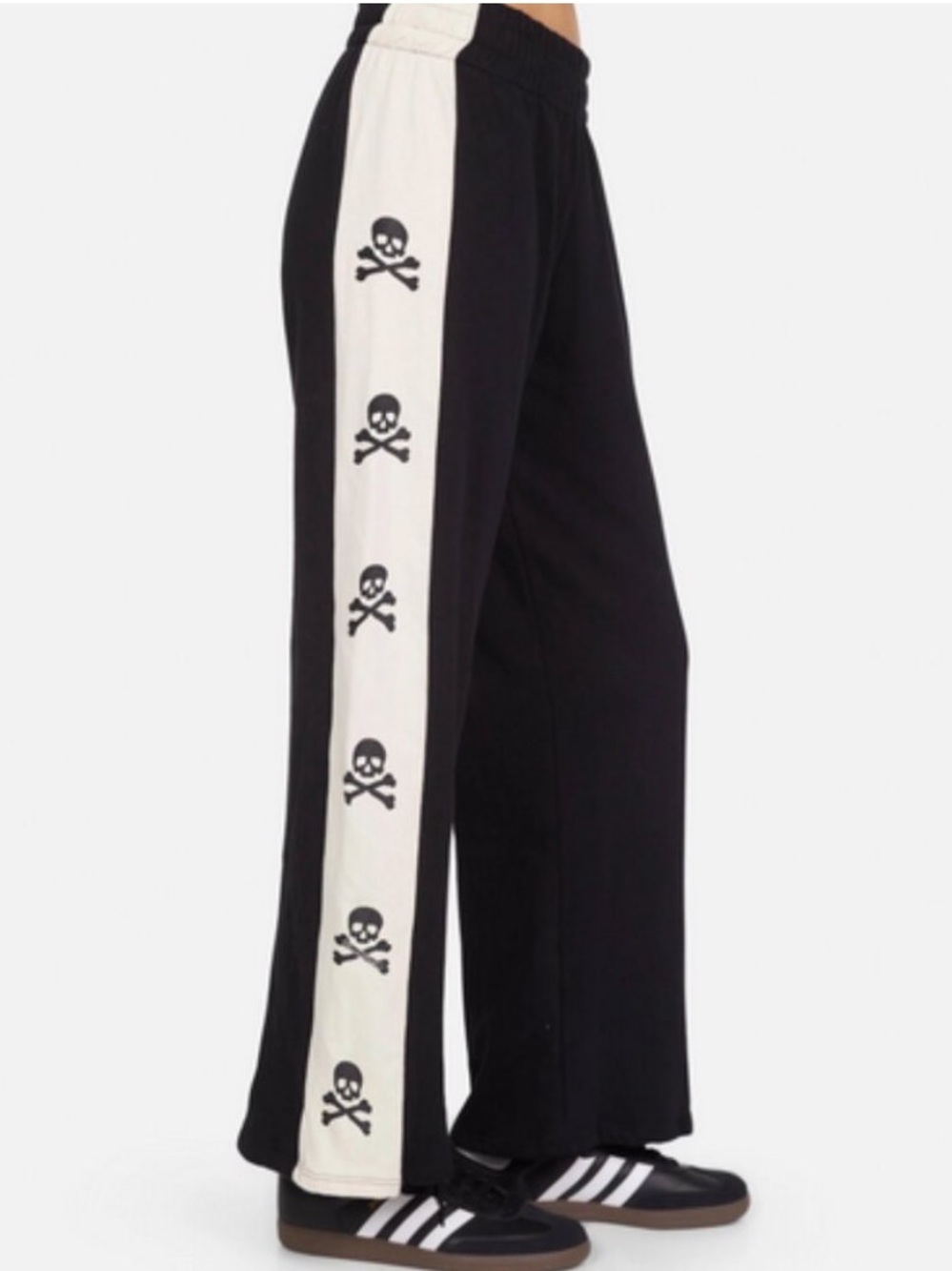 Lauren Moshi Tawny Skulls Wide Leg Track Sweatpants Size Small